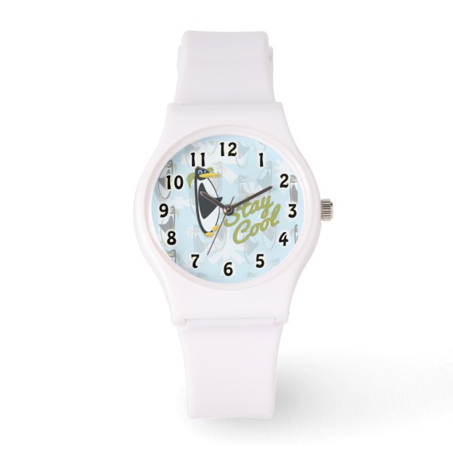 Blijf Cool Penguin Horloge (Voorkant)
