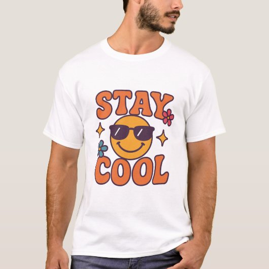 Blijf cool Retro Smiley Face T-shirt (Voorkant)