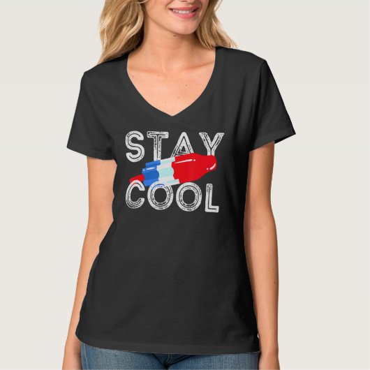 Blijf Cool Rocket Pop Red White & Blue Popsium T-shirt (Voorkant)