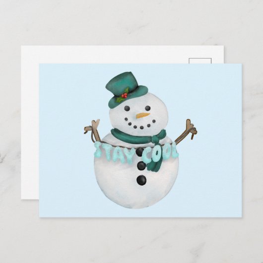 Blijf Cool Snowman Feestdagenkaart (Voorkant / Achterkant)