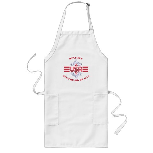 Blijf cool T-shirt voor 4 juli Lang Schort (Voorkant)