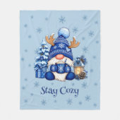 Blijf Cozy Blauwe Kerstkabouter Winter Fleece Deken (Voorkant)