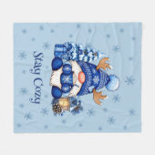 Blijf Cozy Blauwe Kerstkabouter Winter Fleece Deken (Voorkant (Horizontaal))