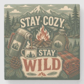 Blijf Cozy Blijf Wild Stenen Onderzetter (Voorkant)