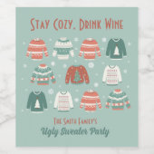 Blijf Cozy Drink Wine Ugly KerstSweater Wine Wijn Etiket (Enkel label)