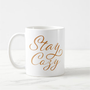 Blijf Cozy   Elegant Gold Handwriting Holiday Tree Koffiemok