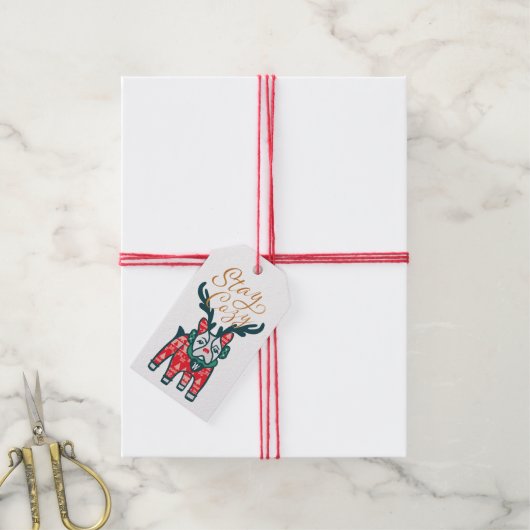 Blijf Cozy | Frans Bulldog Reindekerst Cadeaulabel (Met Touw)