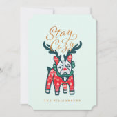 Blijf Cozy | Frans Bulldog Reindekerst Feestdagenkaart (Voorkant)