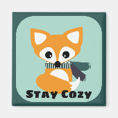 Blijf Cozy Winter Fox 2 Inch Square Magnet (Voorkant)