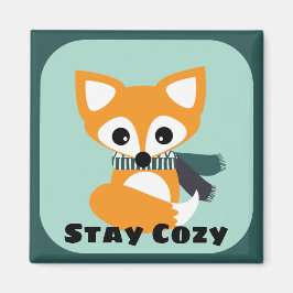 Blijf Cozy Winter Fox 2 Inch Square Magnet