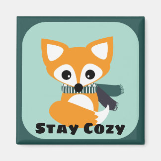 Blijf Cozy Winter Fox 2 Inch Square Magnet