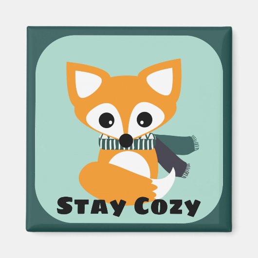 Blijf Cozy Winter Fox 2 Inch Square Magnet (Voorkant)