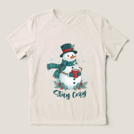 Blijf Cozy Winter Sneeuwman Met Warme Chocolade Tri-Blend Shirt