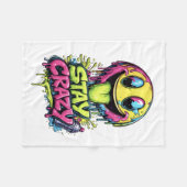 Blijf Crazy Graffiti Smiley Dekbed Fleece Deken (Voorkant (Horizontaal))