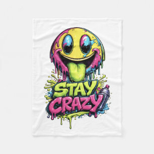 Blijf Crazy Graffiti Smiley Dekbed Fleece Deken
