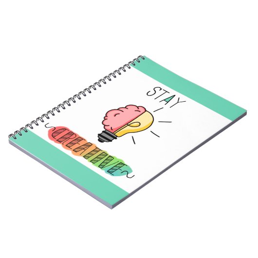 Blijf creatief brein en gloeilamp helder idee notitieboek (Linkerzijde)