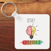 Blijf creatief brein en gloeilamp helder idee sleutelhanger (Voorkant)