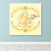 Blijf creatief goudlijn kunst canvasprint | Elegan Canvas Afdruk (Insitu (Houten vloer))