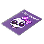 "Blijf Creepy!" Creepy Cute Skull Kawaii Notitiebo Notitieboek (Linkerzijde)