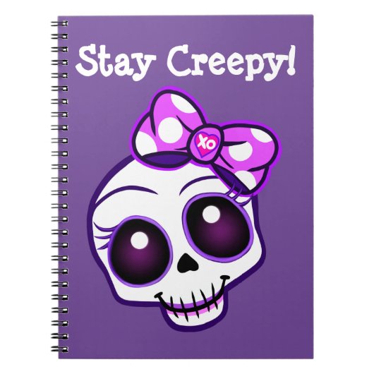 "Blijf Creepy!" Creepy Cute Skull Kawaii Notitiebo Notitieboek (Voorkant)