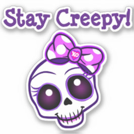 "Blijf Creepy!" Creepy Kawaii Skull Vinyl Sticker
