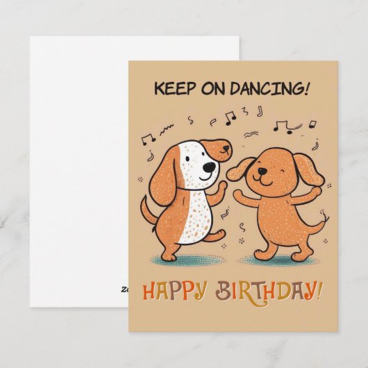 "Blijf dansen!" Kaart van de geboorte met twee hon (Voorkant / Achterkant)