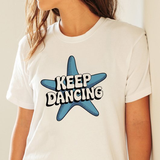 Blijf dansen Retro Blue Starfish Ocean Design T-shirt