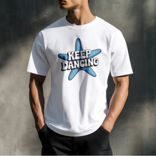 Blijf dansen Retro Blue Starfish Ocean Design T-shirt