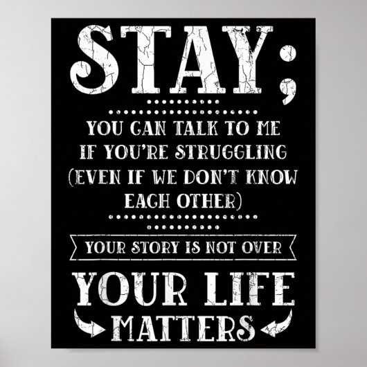 Blijf de bewustwordingsgrafiek voor zelfmoordpreve poster (Voorkant)