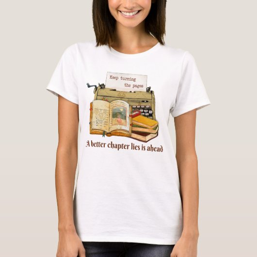 Blijf de pagina's draaien t-shirt (Voorkant)