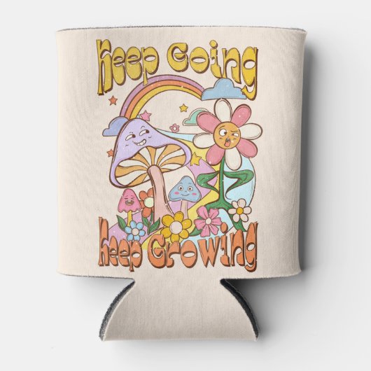 Blijf doorgaan, blijf groeien - Paddenstoel & Bloe Blikjeskoeler (Voorkant)