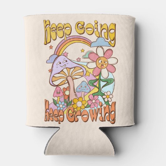 Blijf doorgaan, blijf groeien - Paddenstoel & Bloe Blikjeskoeler (Achterkant)