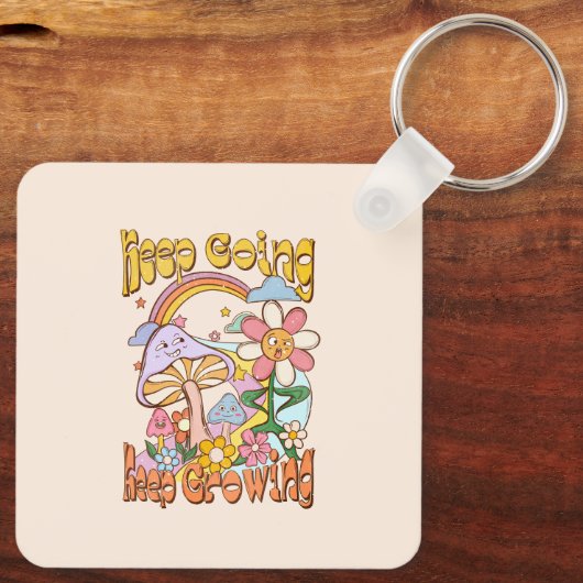 Blijf doorgaan, blijf groeien - Paddenstoel & Bloe Sleutelhanger (Achterkant)