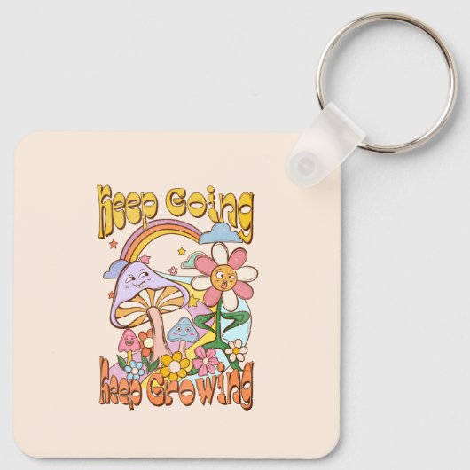 Blijf doorgaan, blijf groeien - Paddenstoel & Bloe Sleutelhanger (Achterkant)