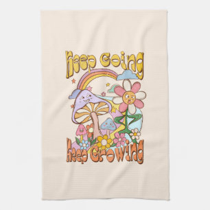 Blijf doorgaan, blijf groeien - Paddenstoelen & bl Theedoek