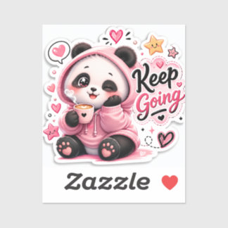 Blijf Doorgaan – Cozy Panda Motivatie Sticker