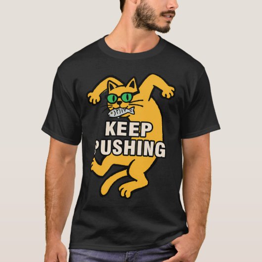 Blijf DOORGAAN Grappige Gele Kat T-shirt (Voorkant)