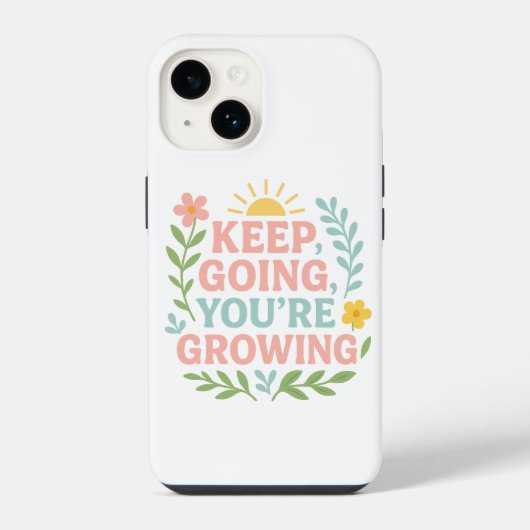 Blijf doorgaan, je groeit Motivatie bloemen iPhone Hoesje (Achterkant)