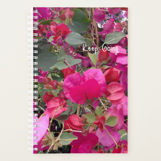 Blijf doorgaan met Motivatie roze papieren bloemen Planner (Voorkant)