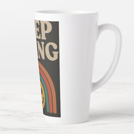 Blijf doorgaan: positiviteit in elke stap latte mok (Rechts)