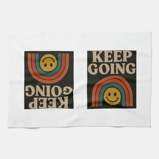 Blijf doorgaan: positiviteit in elke stap theedoek (Horizontaal)