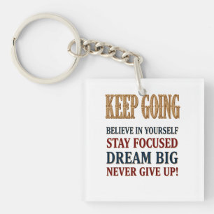 Blijf Doorgaan Vintage Motiverende Typografie Sleutelhanger