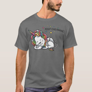Blijf dromen van de Lion Unicorn Fairy munt T-shirt
