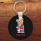 Blijf echt cool boksen Beer Illustratie Graphic DE Sleutelhanger (Voorkant)