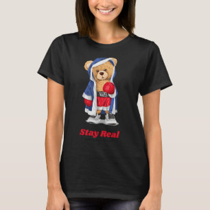 Blijf echt cool boksen Beer Illustratie Graphic DE T-shirt