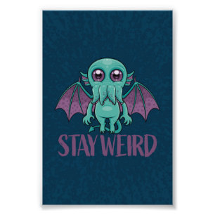Blijf een rare Cute Cthulhu Monster Foto Afdruk