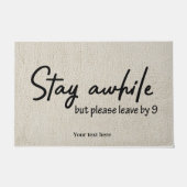 Blijf een tijdje, maar laat het voor 9 deurmat (Voorkant)