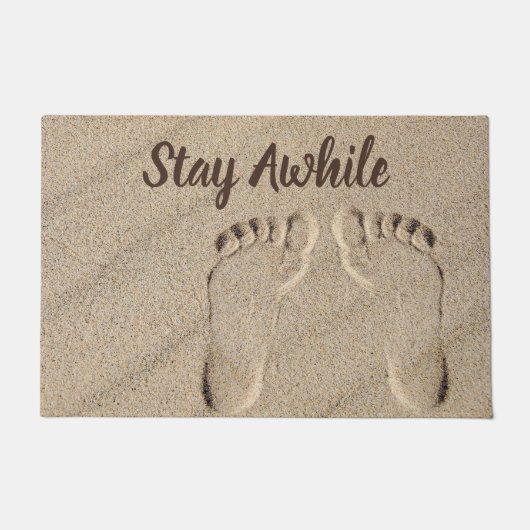 Blijf een tijdje voetafdrukken in het zand deurmat (Voorkant)