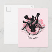 Blijf een vreemde Gothic roze oogschok met schrikb Briefkaart (Voorkant / Achterkant)