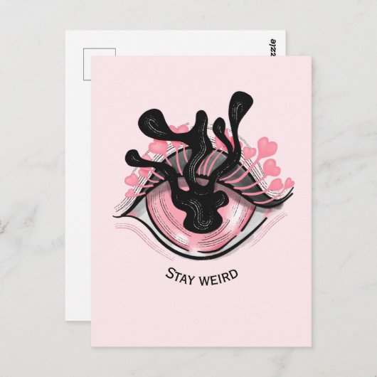 Blijf een vreemde Gothic roze oogschok met schrikb Briefkaart (Voorkant / Achterkant)